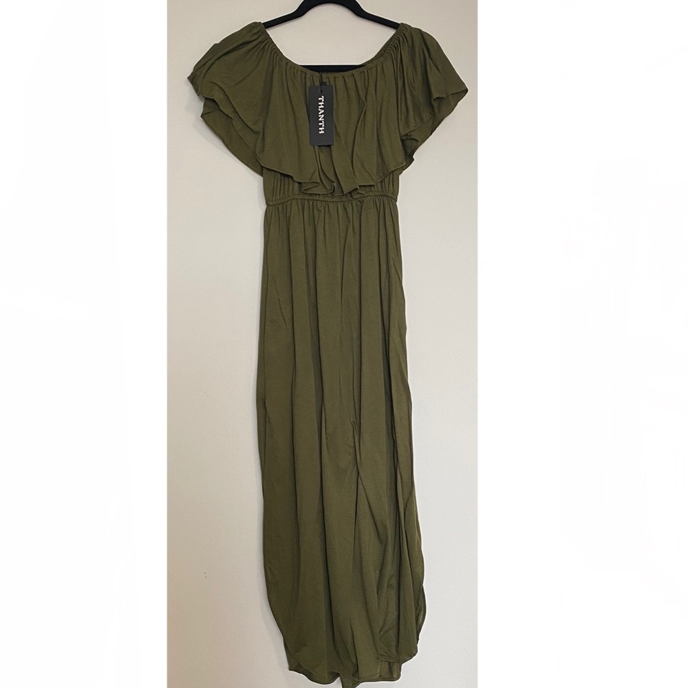 NWT Olive Green Off The Shoulder Maxi Dress